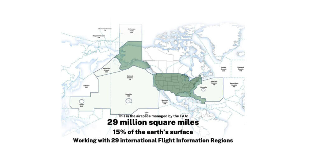 Map showing the Infocentric NAS size of airspace