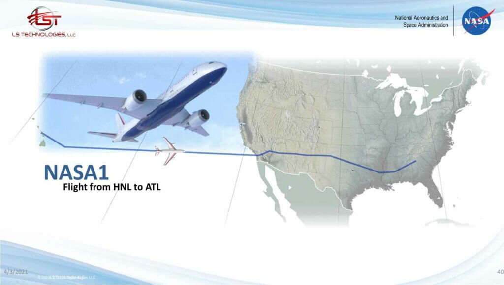 Graphic showing NASA Flight from Honolulu to Atlanta