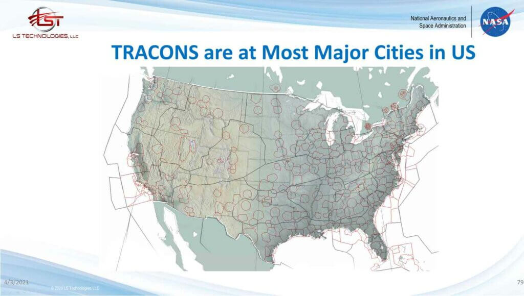 Map of the US showing TRACONS at most major cities