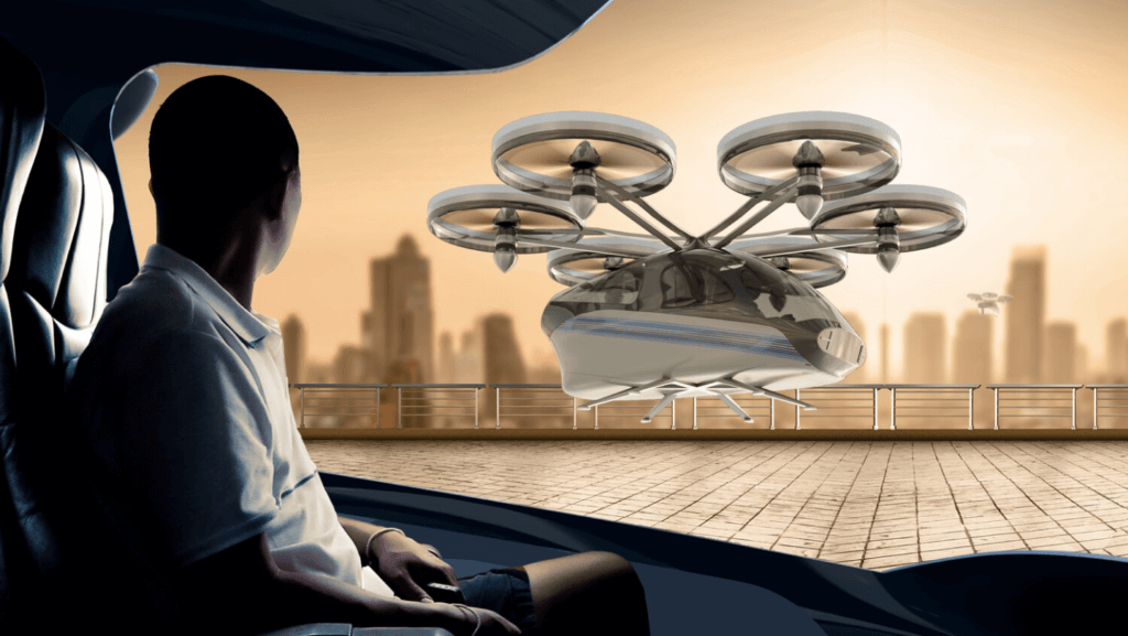 UAM (Urban Air Mobility) advanced concept visualization of an air taxi concept for ENO