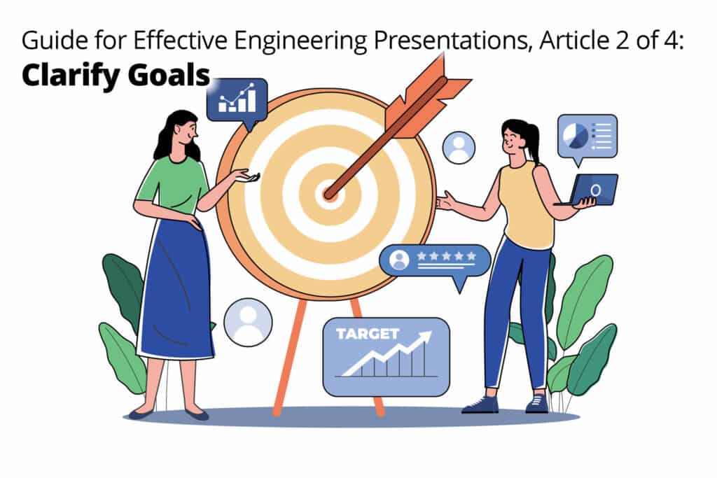 Two employees in a meeting room setting Engineering Presentations Goals